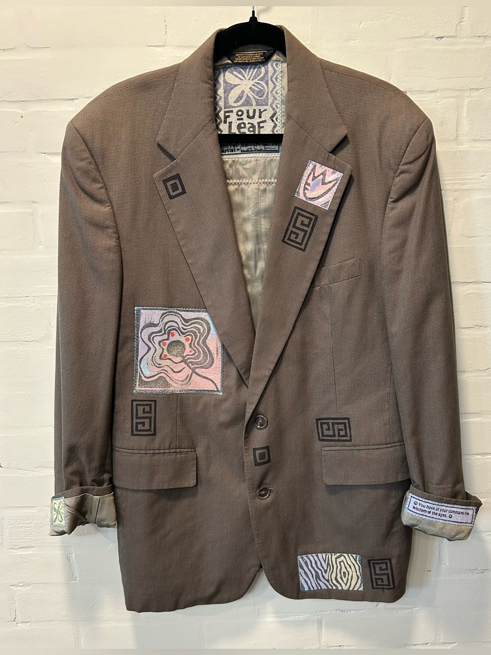 VTG Wearable Art Upcycled Patchwork Blazer Jacket Womens XL L Oversized Limited
